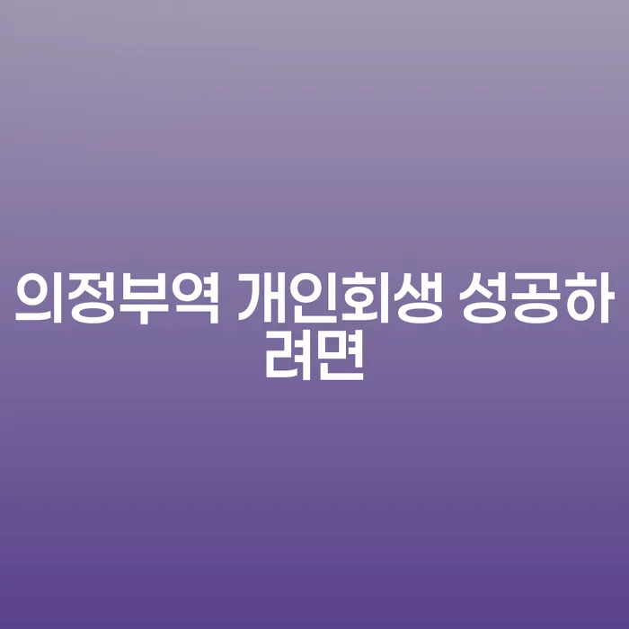 의정부역 개인회생 성공하려면
