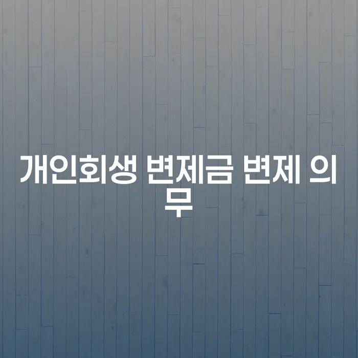 개인회생 변제금 변제 의무란 무엇인가요?