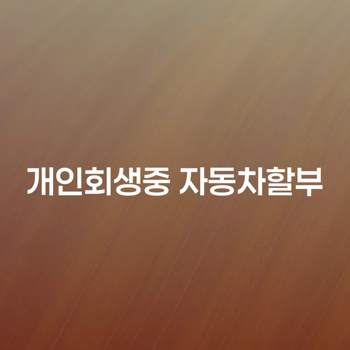 개인회생 중 자동차 할부, 가능한가요?